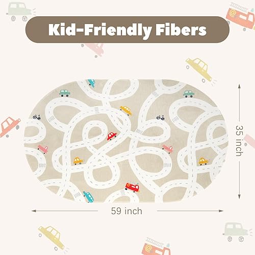 LIVEBOX Road Traffic Kids Play Area Rug 3'x5' Washable Playroom Educational & Fun with Cars and Toys Non-Slip Children Nursery Rugs for Living Room Bedroom Classroom Entryway Kids Tent - Jamouz