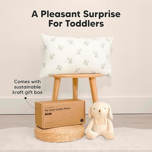 Toddler Pillow with Pillowcase - 13x18 My Little Cuddly Pillow, Viscose Derived From Bamboo Nursery Toddler Pillows for Sleeping,Kids Pillow,Small Travel Pillows,Mini Toddler Bed Pillow (Meadow) - Jamouz