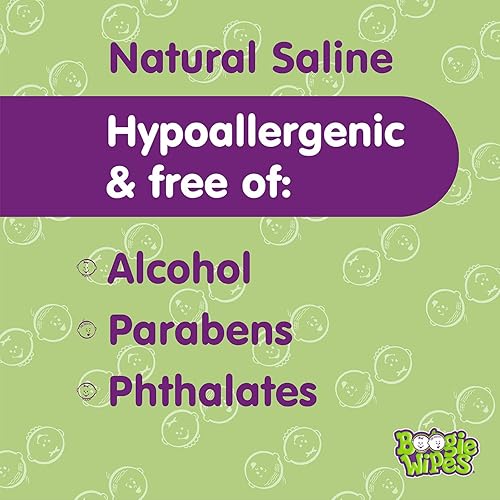 Saline Nose Wipes by Boogie, for Baby & Kids, Face, Hand & Body, FSA/HSA Eligible, Made with Vitamin E, Aloe, and Natural Saline, Unscented, 30 Count (Pack of 6) - Jamouz