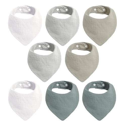 Cherub Baby Bandana Bibs for Boys, 8 Pack Muslin Baby Bibs for Drooling and Teething, Super Absorbent Drool Bibs for Baby Boy, Soft Baby Boy Bibs - Jamouz