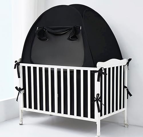 Mengersi Blackout Crib Tent Safety Pop Up Tent,Mini Crib and Pack N Play Tent Travel Crib Tent,Blackout Canopy Crib Cover, Sleep Pod for Kids Toddler Baby - Jamouz