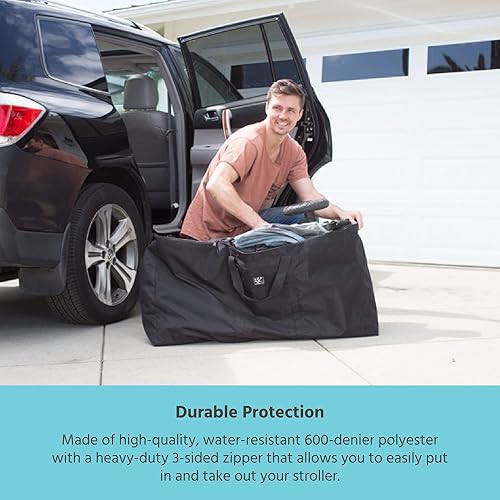 J.L. Childress Stroller Travel Bag for Single & Double Strollers - Durable and Protective Stroller Bag - Carry Handles and Detachable Padded Shoulder Strap - Black - Jamouz