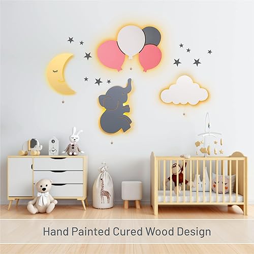 Lumipets Lighted Balloons, Nursery Night Light, Wall Mounted Lighted, Battery Operated Cloud Light Sign–Lightweight Kids Night Light for Babies, Toddlers, Kids - 17.7 x 11.2 x 1.5-in - Jamouz