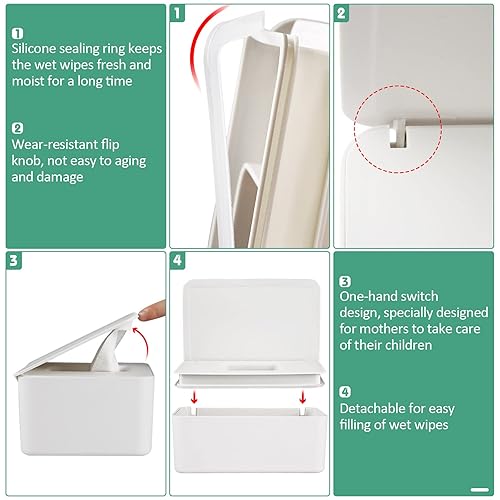 Diaper Wipes Dispenser Wipes Holder, Wipes Tissue Case Keeps Wipes Fresh Tissue Wipes Container with Lid (Blue) - Jamouz