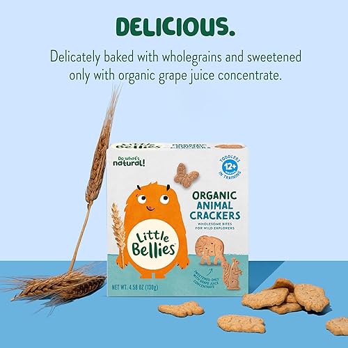 Little Bellies Organic Animal Crackers Toddler Snack (Pack of 5 x 4.58 oz Individual Packs) - Jamouz