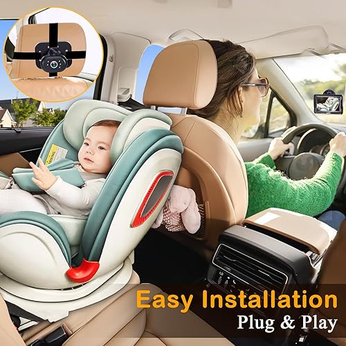 AMTIFO Baby Car Camera Easy Install: Clear Night Vision 2Mins Plug-Play Backseat Camera 360 Rotation Rear Facing Car Baby Monitor with Camera - Jamouz