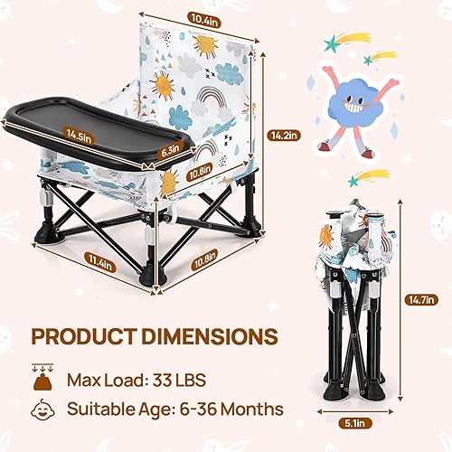 Portable Baby Chair Baby Booster Seat, Toddler Camping Chair & Toddler Beach Chair(Sun) - Jamouz
