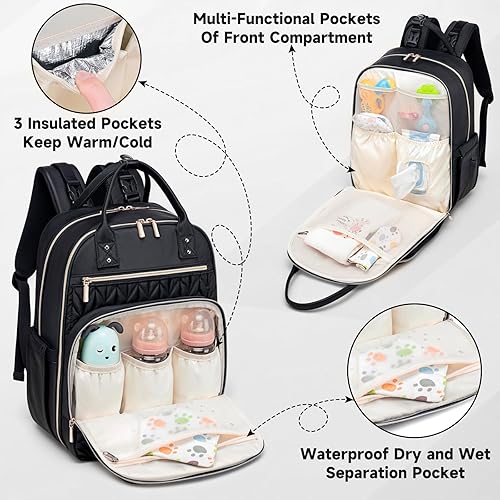 Diaper Bag Backpack,Stylish Baby Diaper Bag,Waterproof Travel Diaper Backpacks Baby Bags with Changing Pad,Stroller Straps,Insulated Pockets (Khaki) - Jamouz