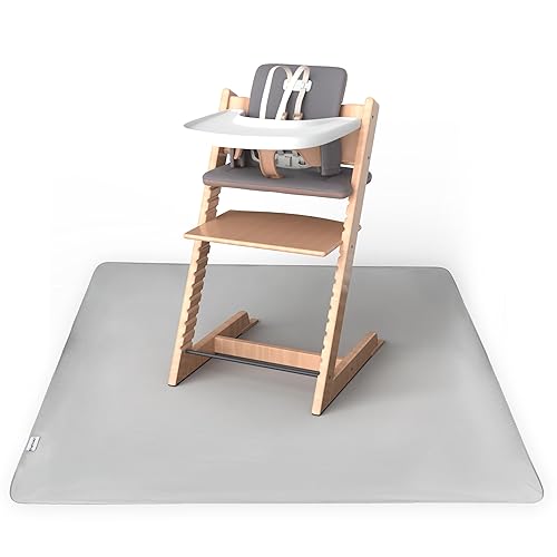 Tiny Twinkle Mess-Proof Splat Mats for Under high Chairs or Table Cover Art Projects for Baby and Toddler - Waterproof, Washable Floor or Table Splash mat 51' x 51' (Sage Checkers) - Jamouz