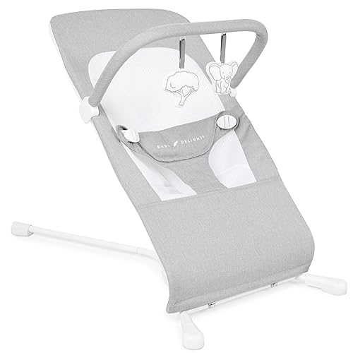 Baby Delight Highland Baby Bouncer | Infant | 0 – 6 Months | 3-Position Recline | Pebble Grey - Jamouz