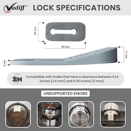 Silicone Gas Stove Child Safety Knob Locks | Stove Knob Cover (5 Pk) (Gray) - Jamouz