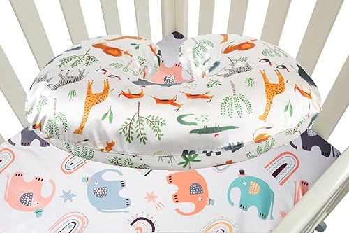 Satin Nursing Pillow Cover Set - 2 Pack Ultra Soft Silk, Compatible with Boppy Pillow for Breastfeeding, Protects Baby Hair & Skin - Grey Arrows & Stars - Jamouz