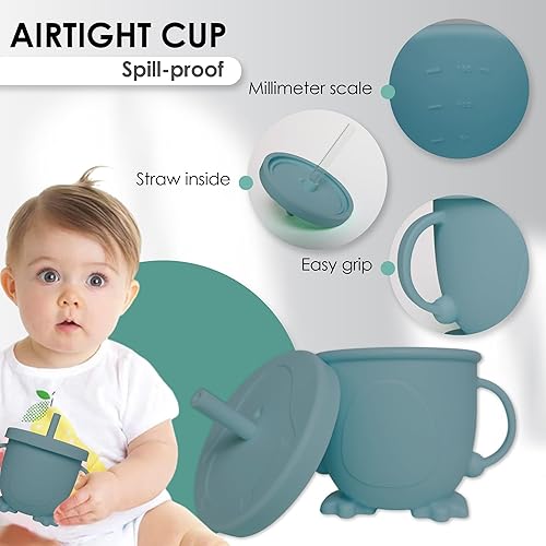 Bluet B- Silicone Baby Feeding Set - Baby Led Weaning Supplies - Baby Spoons, Suction Bowl - Plate - Baby Utensils Set - Silicone Feeding Set for Baby First Foods, Infant Eating - 8pcs - Purple - Jamouz