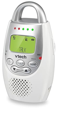 VTech Communications DM221 Audio Baby Monitor with up to 1,000 ft of Range, Vibrating Sound-Alert, Talk Back Intercom & Night Light Loop, White/Silver - Jamouz