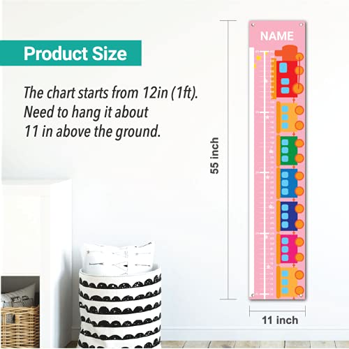 Personalized Kids Canvas Growth Chart, Height Chart, Growth Chart Banner, Train - Jamouz