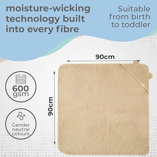 Toddler Bath Towel - Viscose from Bamboo & Cotton Blend for Delicate Skin - Super Soft Thick 600GSM - Ideal Toddler Boy and Girl Bath Essentials 35'x35' Bath Towel - Baby Towel with Hood - Jamouz
