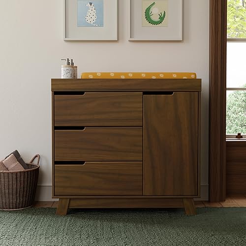 Babyletto Hudson 3-Drawer Changer Dresser with Removable Changing Tray in Washed Natural and White, Greenguard Gold Certified - Jamouz