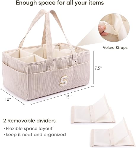 SFYBYHEART Initial Personalized Diaper Caddy, Baby Storage Basket for Diapers and Wipes, Shower Gift, Nursery Organizer - Jamouz