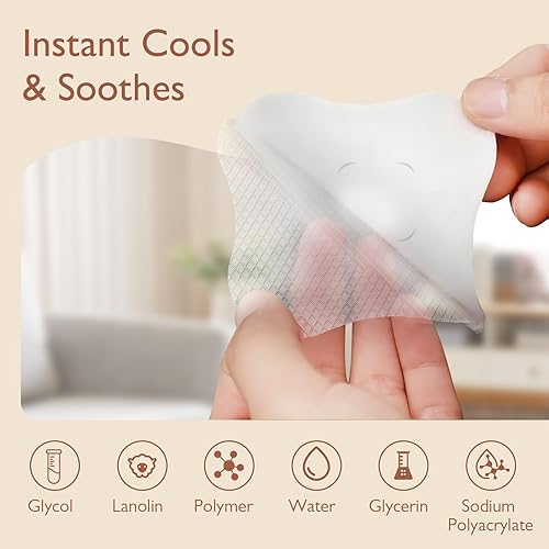 Hydrogel Nipple Gel Pads for Breastfeeding: Soothing Nursing Pads Reusable Instant Cooling Relief | Promotes Healing Irritated Nipples - 6 Packs(12 Count) - Jamouz