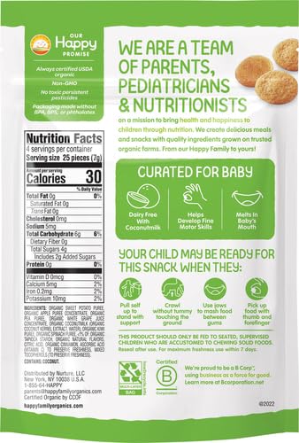 Happy Baby Organics Creamies Freeze-Dried Veggie & Fruit Snacks with Coconut Milk Strawberry Raspberry & Carrot, 1 Ounce (Pack of 8) - Jamouz