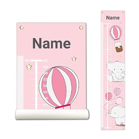 Personalized Kids Canvas Growth Chart, Height Chart, Growth Chart Banner, Train - Jamouz