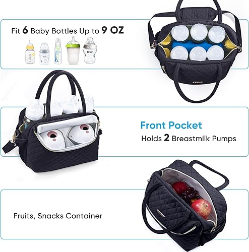 Breastmilk Cooler Travel Bag with 2pcs Wipes Dispensers and Ice Pack -Baby Bottle Cooler Bag for 6 Baby Bottles Up to 9 Ounce - Breast Pump Bag, Breastmilk Storage Bag, Bottle bag for Daycare - Jamouz
