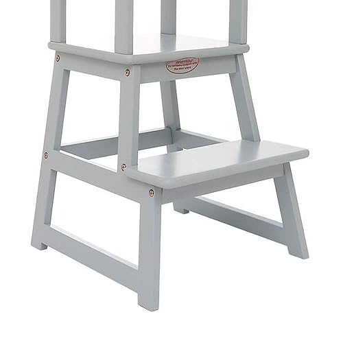 SDADI Kids Kitchen Step Stool Holds up to 150 Pounds with Safety Rail, White - Jamouz