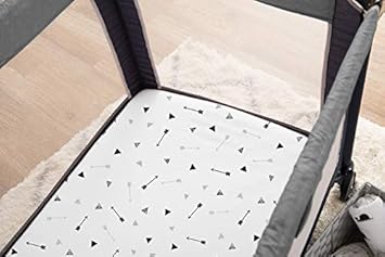 TL Care 2 Pack Fitted Pack N Play Playard Sheet 27' x 39', Soft Breathable Neutral 100% Cotton Jersey Pack and Play Sheet, Gray Star/Gray Zigzag, for Boys and Girls, Fits Most Mini Crib - Jamouz