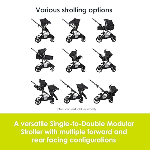 Baby Trend Morph Single to Double Modular Stroller, Dash Black - Jamouz