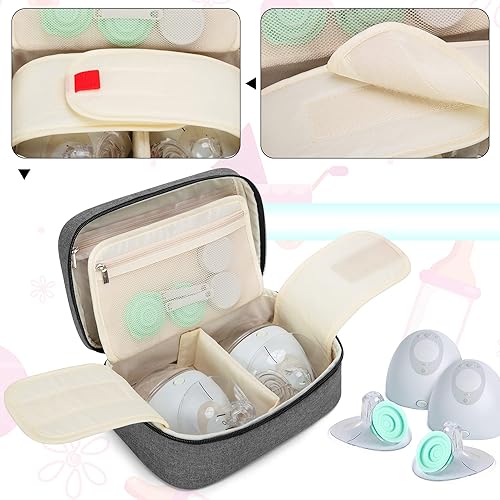 BAFASO Wearable Breast Pump Bag Compatible with Elvie and Momcozy Breast Pump, Case for Wearable Breast Pump and Extra Parts (Patent Pending), Gray - Jamouz