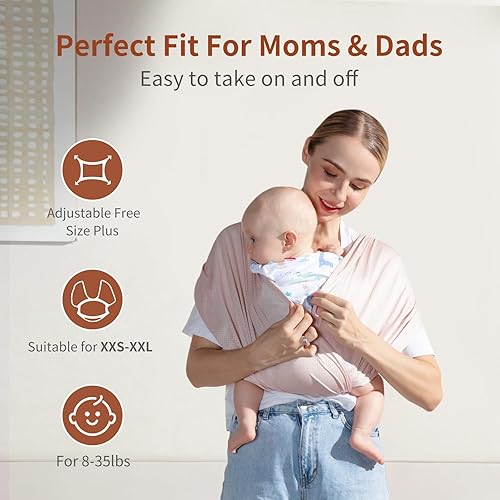 Baby Carrier Wrap，Easy to Wear Baby Sling Wrap, Newborn to Toddler Carrier 7-50 lbs, Cooling Fabric Lightweight Adjustable Baby Carrier - Jamouz