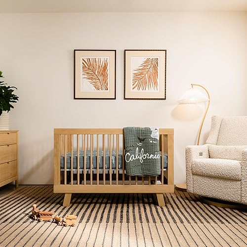 babyletto Hudson 3-in-1 Convertible Baby Crib with Toddler Bed & Daybed Conversion - Easy to Assemble - GREENGUARD Gold Certified w/ 4 Adjustable Mattress Heights - Natural - Jamouz