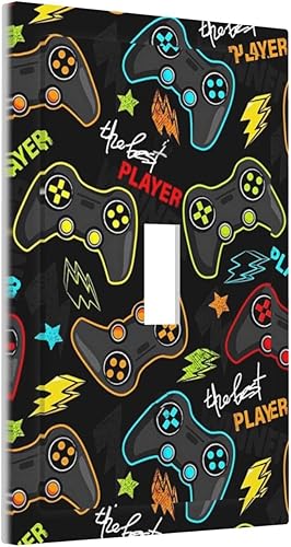 Funny Graffiti Video Games Controller Gaming Gamer Teen Kids Boys Gamepad 1 Gang Single Toggle Outlet Light Switch Wall Plate Outlet Cover Electrical Faceplate Decorative Switchplate Playroom Decor - Jamouz