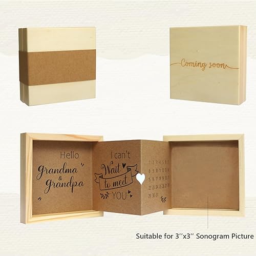 Pregnancy Announcement for Grandparents, Grandparents Baby Announcement Ideas Sonogram Picture Frame Wooden Keepsake Box, First Time Grandparents Gift - Jamouz