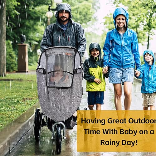 Stroller Rain Cover,Universal Stroller Accessory,Waterproof,Windproof Protection,Protect from Dust Snow,Baby Travel Weather Shield(Grey) - Jamouz