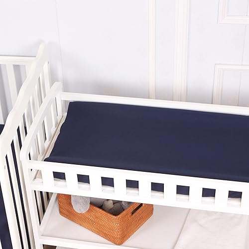 CaSaJa Navy Diaper Changing Pad Cover with Strap Holes Set of 3, Snug Fit 4-Sided Contoured Changing Table Pad 16x31 16x32, Fitted Change Pad Sheet for Baby Boy, 100% Silky Soft Microfiber - Jamouz