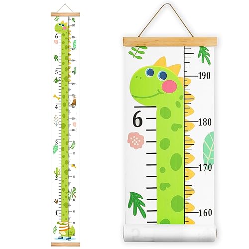 Mibote Baby Growth Height Chart Handing Ruler Wall Decor for Kids, Canvas Removable Height Growth Chart 79' x 7.9' (Black & White) - Jamouz