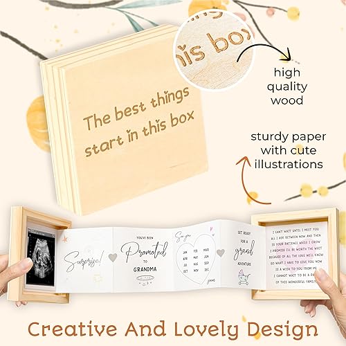 Pregnancy Announcement for Grandma - Surprise Grandma Baby Announcement Box, Promoted To Grandma Gift 2024, Ultrasound Picture Frame Grandma Pregnancy Reveal, New Baby Announcements Ideas - Jamouz