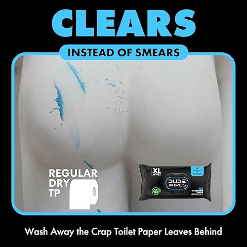 DUDE Baby Wipes - Flushable Baby Wipes Unscented - (6 Pack) 288 Wipes - Extra Large Wet Wipes Flushable - Vitamin-E & Aloe - Septic and Sewer Safe - Jamouz