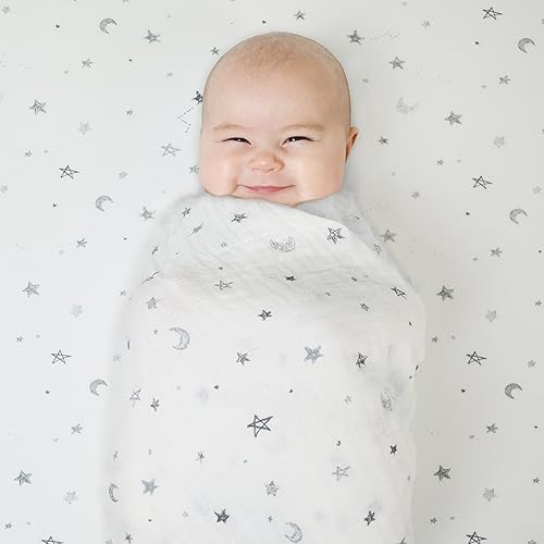 TL Care 2 Pack Fitted Pack N Play Playard Sheet 27' x 39', Soft Breathable Neutral 100% Cotton Jersey Pack and Play Sheet, Gray Star/Gray Zigzag, for Boys and Girls, Fits Most Mini Crib - Jamouz