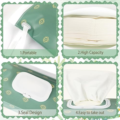 FEBSNOW 4 Pack Baby Wipe Dispenser, Portable Refillable Wipe Holder, Baby Wipes Container, Wipe Dispenser, Reusable Travel Wet Wipe Pouch (Geometric) - Jamouz