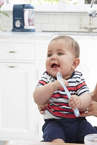 BEABA Baby's First Foods Spoon Set, Original Silicone Baby Spoons, Baby Essentials, Baby Spoons, Pack of 4 Baby Gift Set, BPA Lead & Phthalate Free, Rain - Jamouz