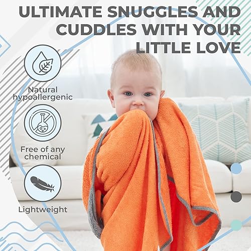 Toddler Bath Towel - Viscose from Bamboo & Cotton Blend for Delicate Skin - Super Soft Thick 600GSM - Ideal Toddler Boy and Girl Bath Essentials 35'x35' Bath Towel - Baby Towel with Hood - Jamouz