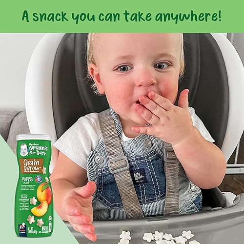 Gerber Baby Snacks, Organic Puffs, Peach, Baby Food, 1.48 Ounce (Pack of 6) - Jamouz