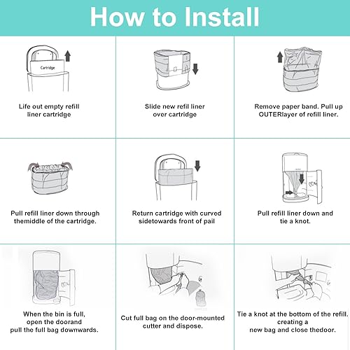 Diaper Pail Liner Refills Bags Compatible with Janibell Akord 330 Series Adult Diaper System, Green, Lightly Scented, 4 Count - Jamouz