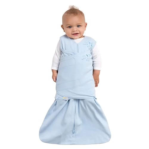 HALO 100% Cotton Sleepsack Swaddle, 3-Way Adjustable Wearable Blanket, TOG 1.5, Baby Blue, Newborn, 0-3 Months - Jamouz