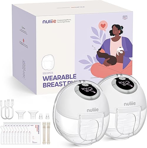 Nuliie Hands-Free Breast Pump, Wearable Breastfeeding Pump 4 Modes 9 Levels with 18/21/24MM Flange, Electric Breast Pump Portable, Replaced Pumping Accessories Included (2 Packs, WhiteSmoke) - Jamouz
