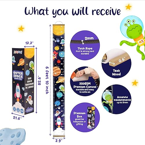 Kids Growth Chart For Wall - 82'x7.9' Premium Canvas Removable Height Chart for Kids Height Measurement for Wall, Height Chart for Kids & Babies, Kids Height Wall Chart (You're My Sunshine) - Jamouz