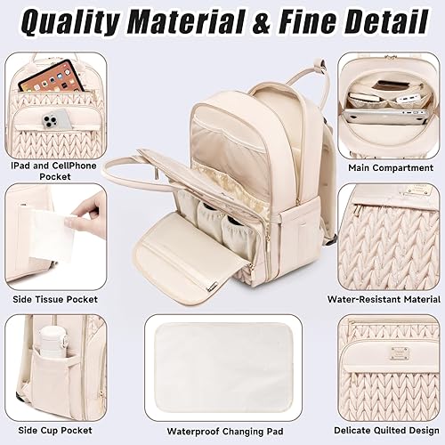 Diaper Bag Backpack,Stylish Baby Diaper Bag,Waterproof Travel Diaper Backpacks Baby Bags with Changing Pad,Stroller Straps,Insulated Pockets (Khaki) - Jamouz