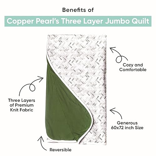 Copper Pearl Jumbo 3-Layer Baby Blanket: Soft Baby Quilts for Boys and Girls | Breathable, Cozy, Toddler Blanket | Baby Quilt for Newborns | 46x46 Premium Polyester/Rayon | Eden - Jamouz